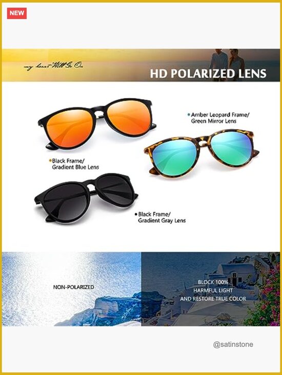 Unisex Polarized Retro Round Mirrored Lens Sunglasses UV Protection Trendy main image 5